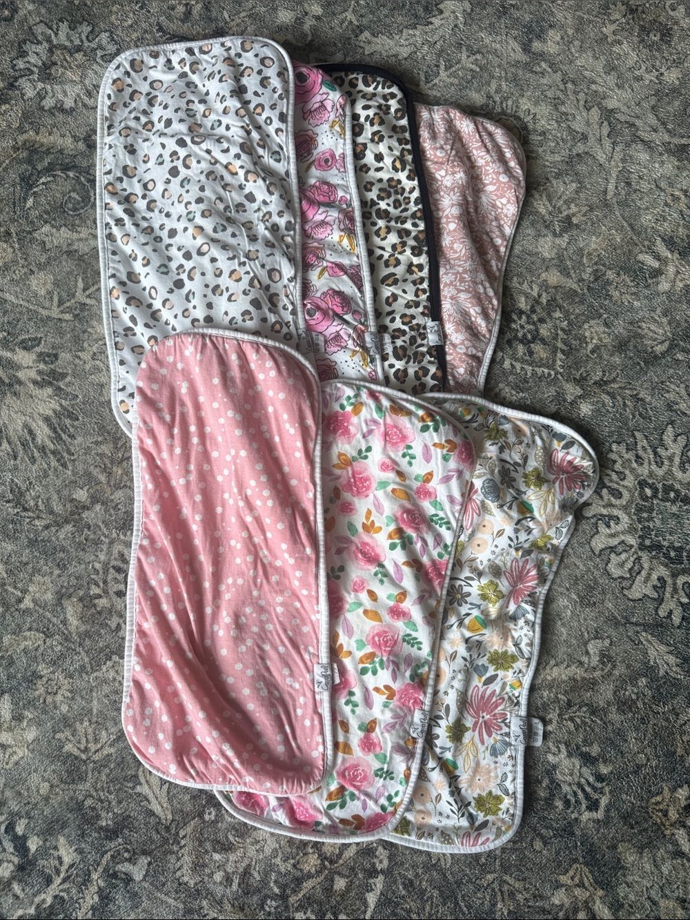 Bundle of 7 Copper Pearl Burp Cloths
